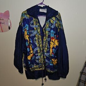 Beautiful Colorful Vintage Windbreaker Jacket Plus Factor Size 24W Womens